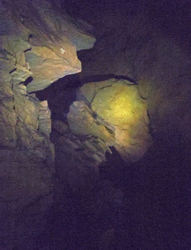 The tumbling rock formation from which the cave takes its name.