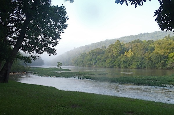 Fog rising off the river Sat morning.