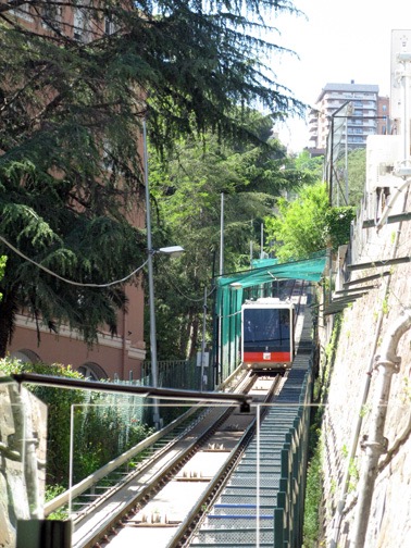 The funicular coming down from Tibidabo