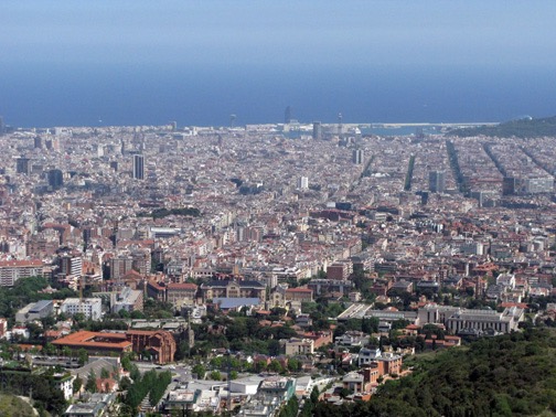 A view of Barcelona from Tibidabo Mountain