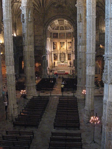 Inside the church at Jerónimos