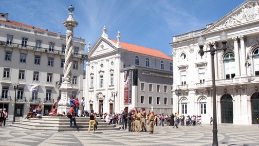 A plaza in downtown Lisbon